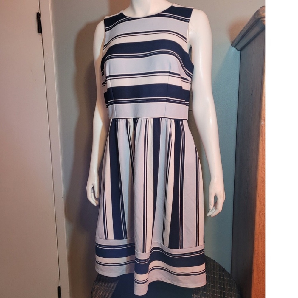 Striped Sleeveless Dress - Black and White